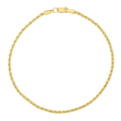 Monary 14k Yellow Gold Filled 2.1mm Rope Chain Bracelet With Lobster Clasp In White