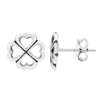 Ballstudz Sterling Silver Open Clover Stud Earrings