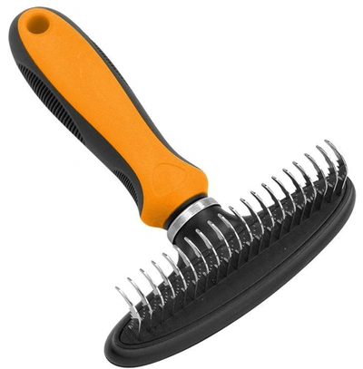 Pet Life Flex Series Undercoat Dematter Grooming Pet Rake In Orange