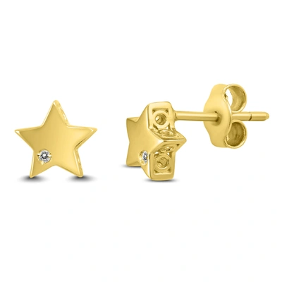 Monary Diamond Accent Star Earrings In 14k Yellow Gold