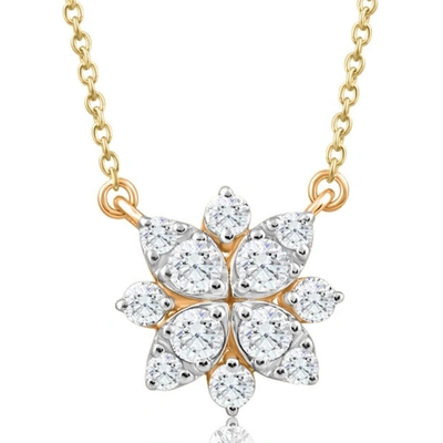 Pompeii3 .55ct Tw Diamond Cluster Halo Round Pendant Yellow Gold Necklace Lab Grown In Silver