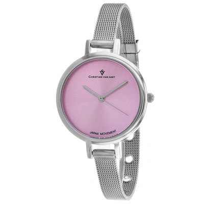 Christian Van Sant Women's Pink Dial Watch In Purple