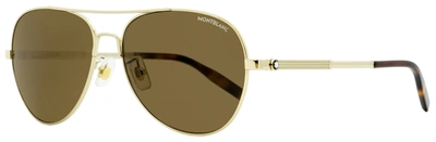 Mont Blanc Montblanc Men's Pilot Sunglasses Mb0027s 008 Gold/havana 60mm In Green