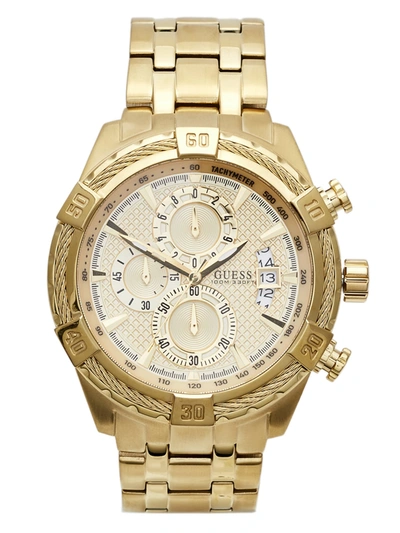Guess Factory Gold-tone Multifunction Watch In Beige