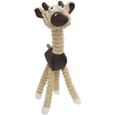 Pet Life 'giraffe Cow' All Natural Recyclable Jute Rope And Squeak Chew Pet Dog Toy In Brown