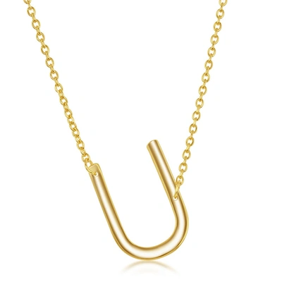 Simona Sterling Silver Sideways Initial Necklace - Gold Plated In White