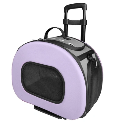 Pet Life 'final Destination' Airline Approved 2-in-1 Tough-shell Wheeled Collapsible Travel Fashion In Purple