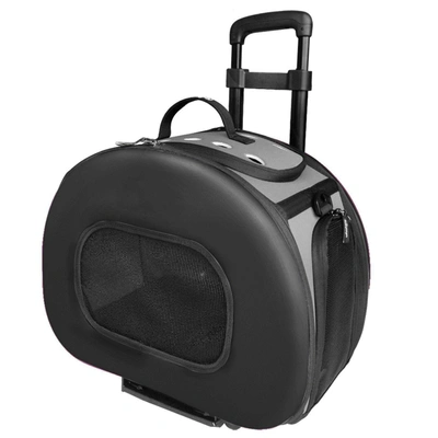 Pet Life 'final Destination' Airline Approved 2-in-1 Tough-shell Wheeled Collapsible Travel Fashion In Black