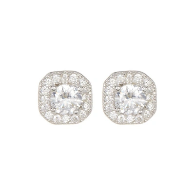 Adornia Vintage Crystal Halo Studs Silver