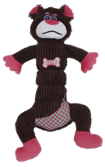 Pet Life 'cuddle Plush' Mesh And Plush Squeaking Dog Toy In Brown