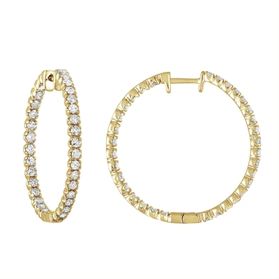 Vir Jewels 2 Cttw Diamond Inside Out Hoop Earrings 14k Yellow Gold Round Prong 1.25 Inch In White