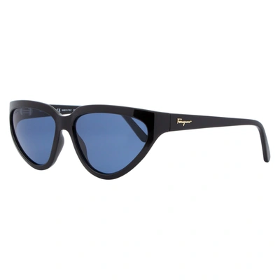 Ferragamo Salvatore  Cateye Sunglasses Sf1017s 001 Black 60mm 1017 In Blue
