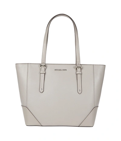 Michael Kors Women's Aria To Zi Ebbled Leather Shoulder Tote Bag In White