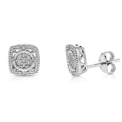 Vir Jewels 1/10 Cttw Diamond Earrings In .925 Sterling Silver Push Backs Square Shape