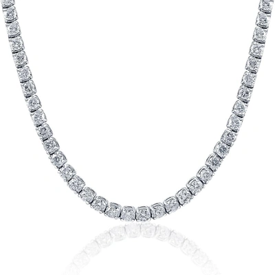 Pompeii3 33 Ct Round-cut Diamond Tennis Necklace 14k White Gold 18" In Silver