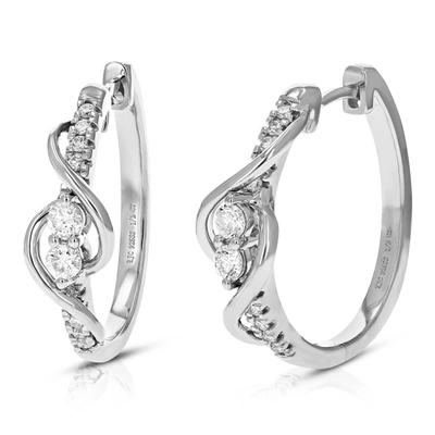 Vir Jewels 1/2 Cttw Round Lab Grown Diamond Hoop Earrings In .925 Sterling Silver Prong Settings