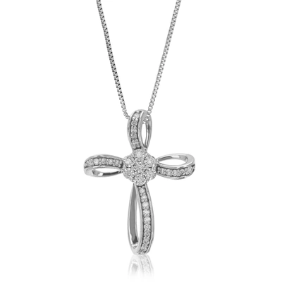 Vir Jewels 1/6 Cttw Lab Grown Diamond Cross Pendant Necklace .925 Sterling Silver 3/4 Inch With 18 Inch Chain