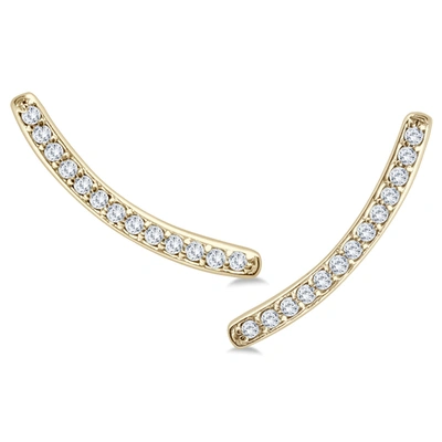 Monary 1/8 Ctw Genuine Diamond Climbing Earrings In 14k Yellow Gold In Silver