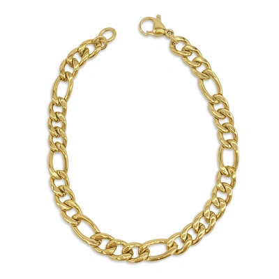 Adornia 7mm Figaro Chain Bracelet Gold 9" In Yellow
