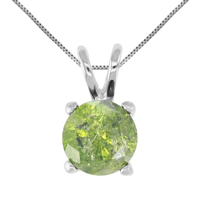 Vir Jewels 1.75 Cttw Green Diamond Solitaire Pendant 14k White Gold Round With Chain