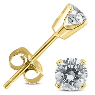Monary 3/8 Carat Tw Round Diamond Solitaire Stud Earrings In 14k Yellow Gold (i-j Color, Si2-si3 Clarity) In Silver