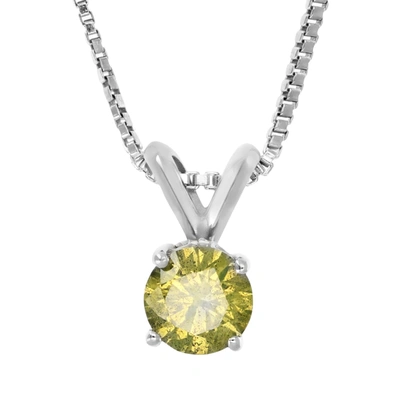 Vir Jewels 0.80 Cttw Yellow Diamond Solitaire Pendant 14k White Gold Round With Chain