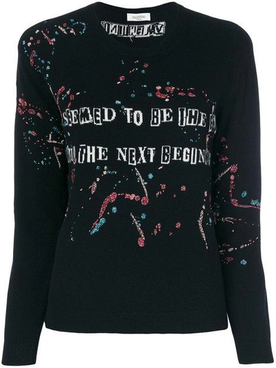 Valentino Slogan Printed Sweatshirt In Black
