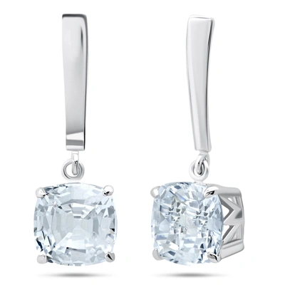 Nicole Miller Sterling Silver 8mm Cushion Cut Gemstone Dangle Drop Earrings