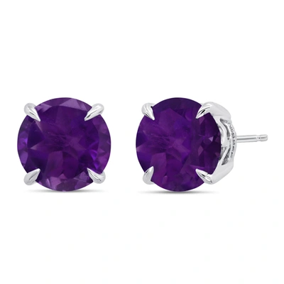 Nicole Miller Sterling Silver 9mm Round Cut Gemstone Stud Earrings In Purple