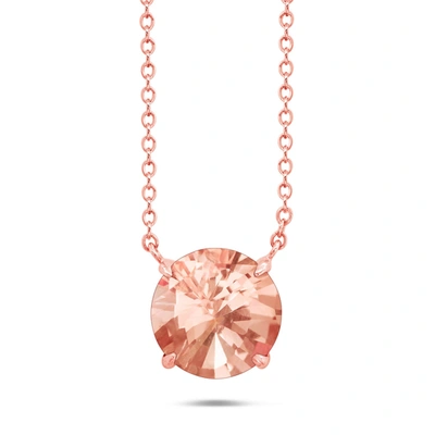 Nicole Miller Sterling Silver And 14k Rose Gold Overlay Gemstone Round Solitaire Pendant Necklace On 18 Inch Adjus In Pink
