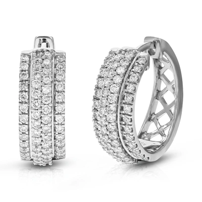 Vir Jewels 1 Cttw 112 Stones Round Lab Grown Diamond Hoop Earrings .925 Sterling Silver Prong Set 3/4 Inch