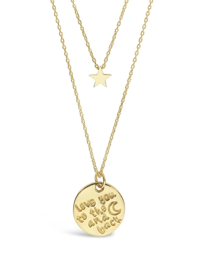 Sterling Forever Sterling Silver Star & 'love You To The Moon & Back' Disc Layered Necklace In Gold