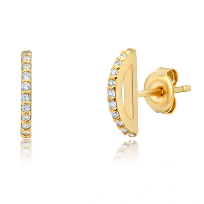 Paige Novick 14k Yellow Gold  Half Circle Earrings In White