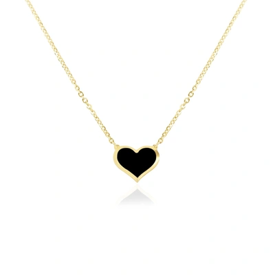 The Lovery Mini Onyx Heart Necklace In Black