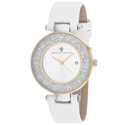 Christian Van Sant Women's Silver Dial Watch In White