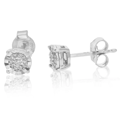 Vir Jewels 1/10 Cttw Round Lab Grown Diamond Stud Cute Earrings In .925 Sterling Silver Prong Setting
