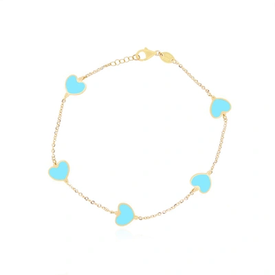 The Lovery Turquoise Heart Station Bracelet In Blue