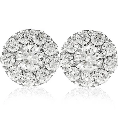 Pompeii3 3ct Halo Diamond Studs 14k White Gold In Silver