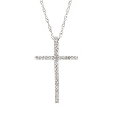 Monary Small Prong Cross Necklace (wg) In Silver