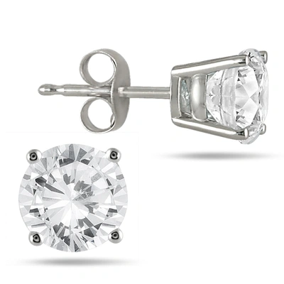 Monary 1/2 Carat Tw Round Diamond Solitaire Earrings In 14k White Gold In Silver