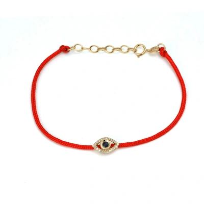 Monary Sapphire And Dia. Eye Bracelet On Cord (14k) In Red