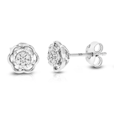 Vir Jewels 1/12 Cttw 14 Stones Round Lab Grown Diamond Studs Earrings .925 Sterling Silver Prong Set Flower Sha