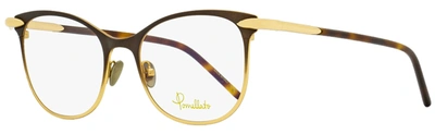 Pomellato Women's Rectangular Eyeglasses Pm0054o 002 Brown/gold 50mm In Blue