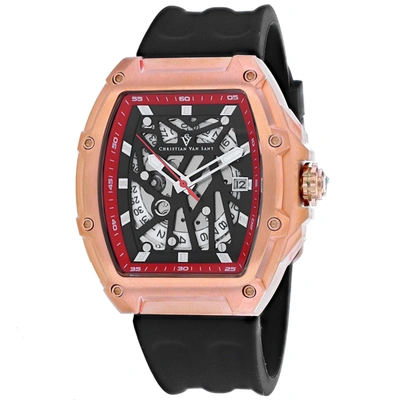Christian Van Sant Men's Black Dial Watch In Pink