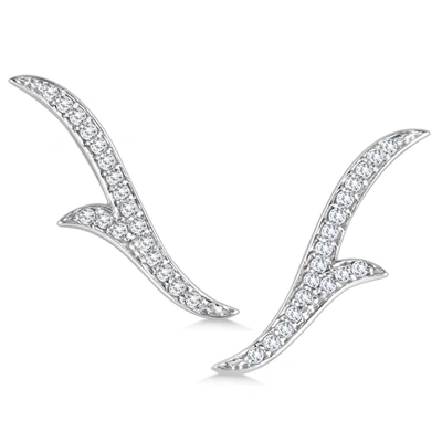 The Eternal Fit 1/5 Carat Tw Diamond Climber Earrings In 14k White Gold In Silver