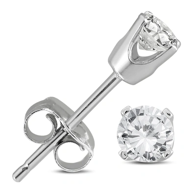 The Eternal Fit 1/2 Carat Tw Diamond Solitaire Stud Earrings In 14k White Gold In Silver