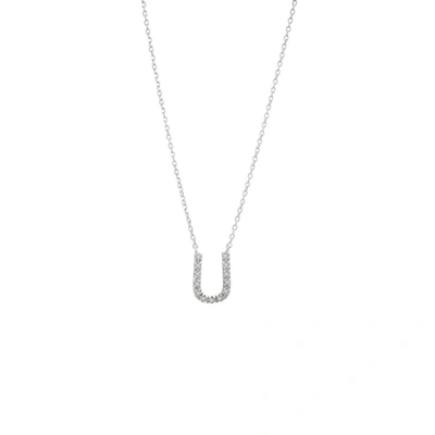 Monary Silver Diamond Initial "u" Necklace In White
