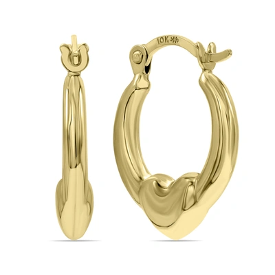 Monary 10k Yellow Gold Huggie Hoop Earrings With A Heart