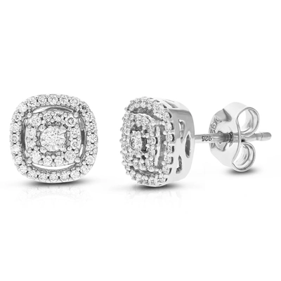 Vir Jewels 1/4 Cttw 66 Stones Round Lab Grown Diamond Studs Earrings .925 Sterling Silver Prong Set Square Shap
