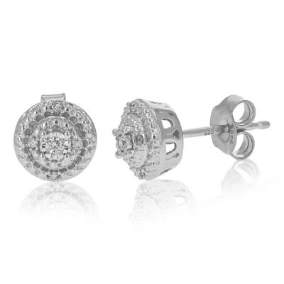 Vir Jewels 1/10 Cttw Round Cut Lab Grown Diamond .925 Sterling Silver Stud Earrings With Push Back Prong Set